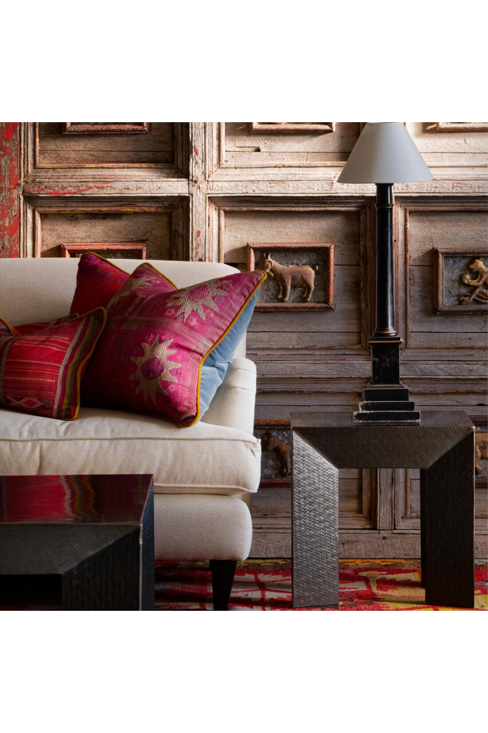 Black Bamboo Weave Side Table | Andrew Martin Jupiter | Oroa.com