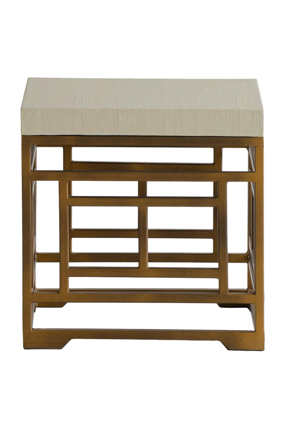 Cream Linen Brass Side Table | Andrew Martin Minerva | Oroa.com