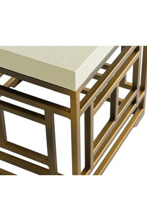 Cream Linen Brass Side Table | Andrew Martin Minerva | Oroa.com