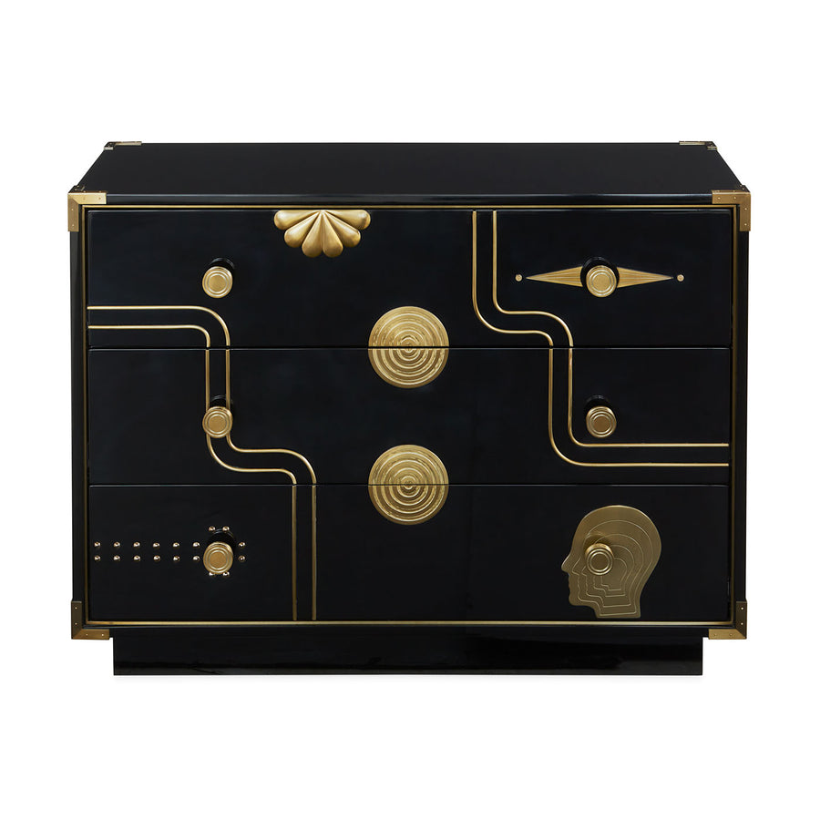 Gold Accent 3-Drawer Chest | Jonathan Adler Gala | Oroa.com
