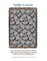 Neutral Botanical Throw Blanket, Reversible Cotton Jacquard Throw