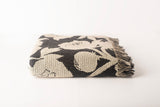 Neutral Botanical Throw Blanket, Reversible Cotton Jacquard Throw