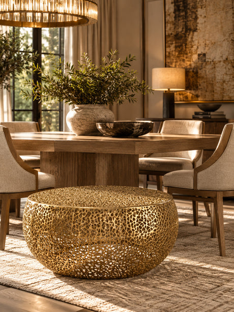 Gold Casted Frame Coffee Table | OROA