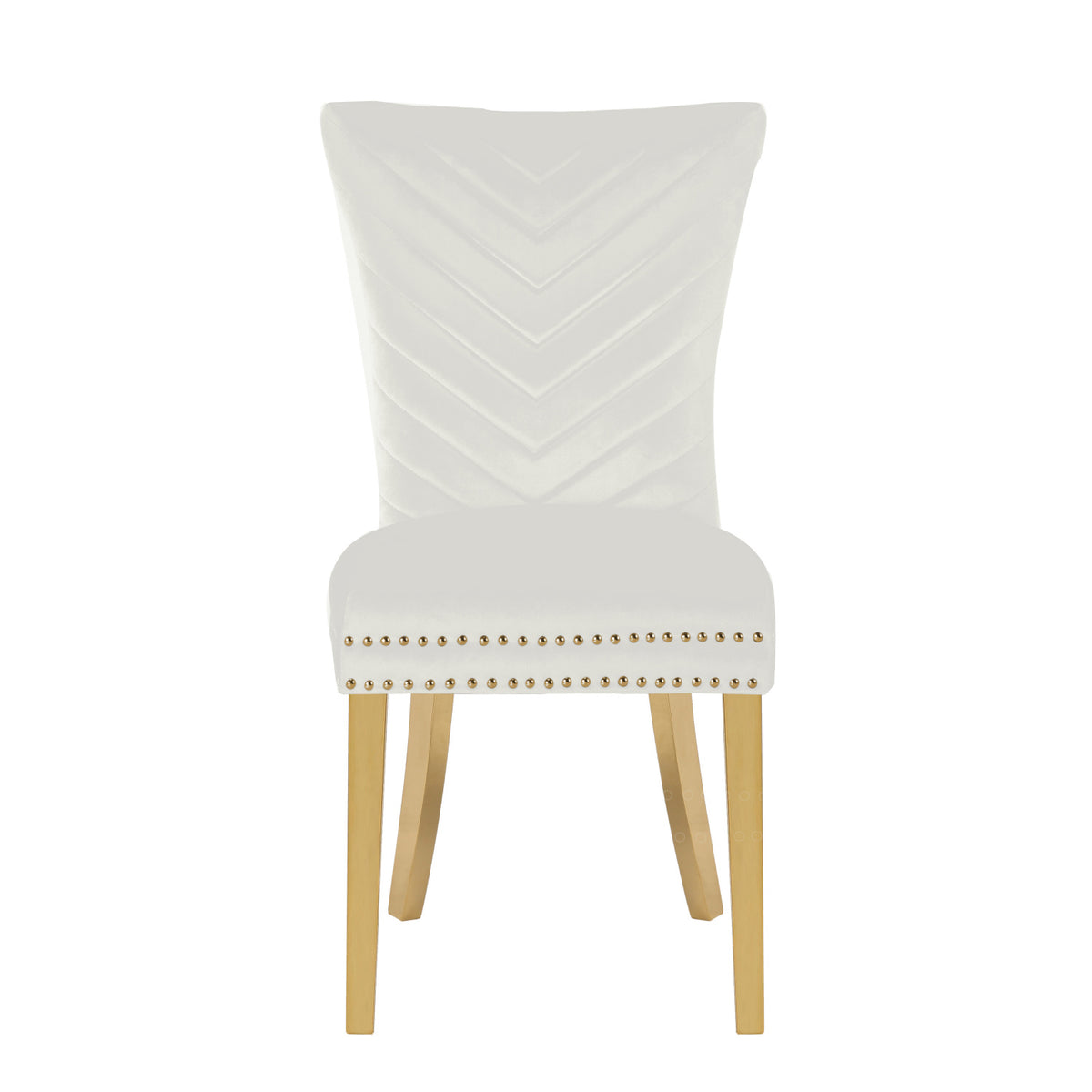 Beige Velvet Fabric Dining Chairs (2) | OROA