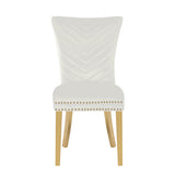 Beige Velvet Fabric Dining Chairs (2) | OROA