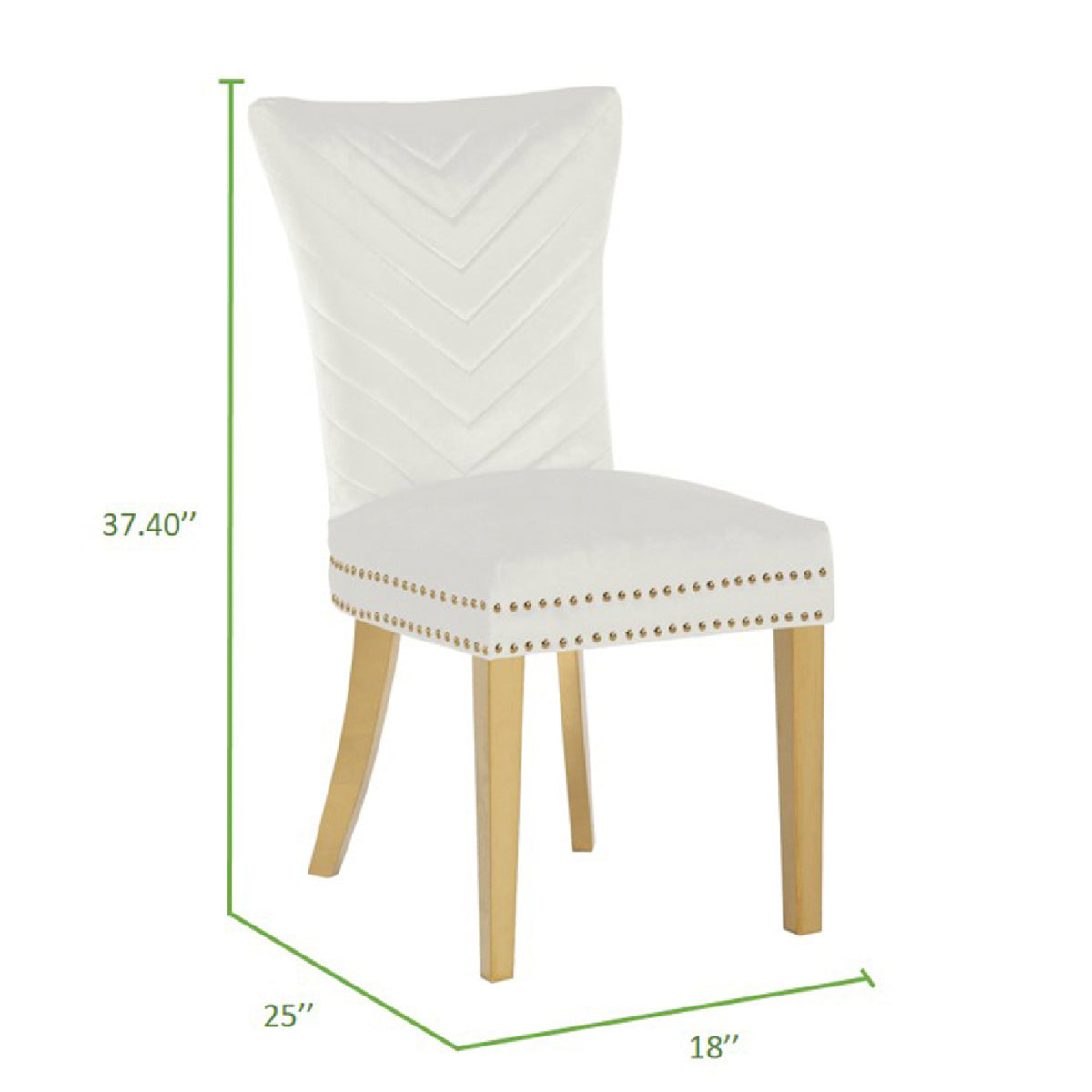 Beige Velvet Fabric Dining Chairs (2) | OROA