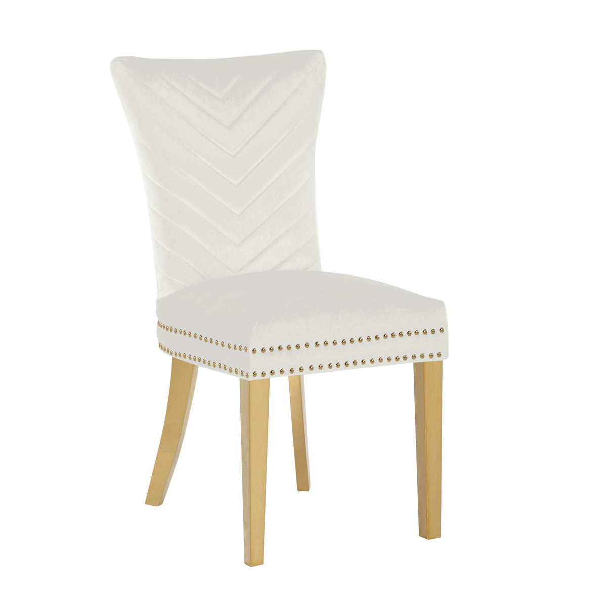 Beige Velvet Fabric Dining Chairs (2) | OROA