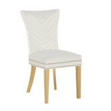 Beige Velvet Fabric Dining Chairs (2) | OROA