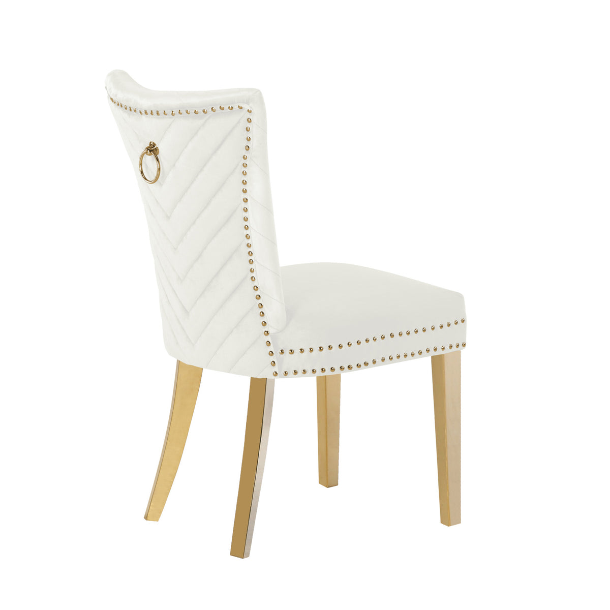 Beige Velvet Fabric Dining Chairs (2) | OROA