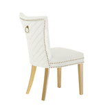 Beige Velvet Fabric Dining Chairs (2) | OROA