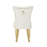 Beige Velvet Fabric Dining Chairs (2) | OROA