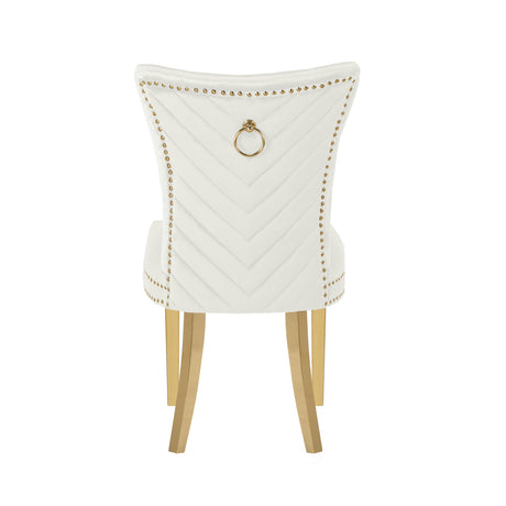 Modern European furniture - Beige Velvet Fabric Dining Chairs (2) - www.oroa.com