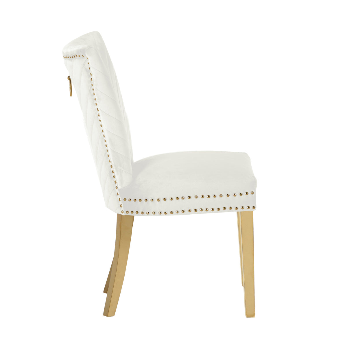 Beige Velvet Fabric Dining Chairs (2) | OROA