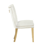 Beige Velvet Fabric Dining Chairs (2) | OROA