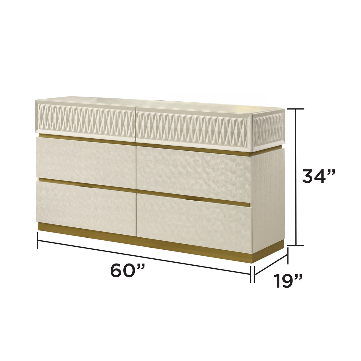 Stanley Modern Gray Crocodile Texture 6-Drawer Dresser | OROA