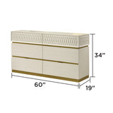 Stanley Modern Gray Crocodile Texture 6-Drawer Dresser | OROA