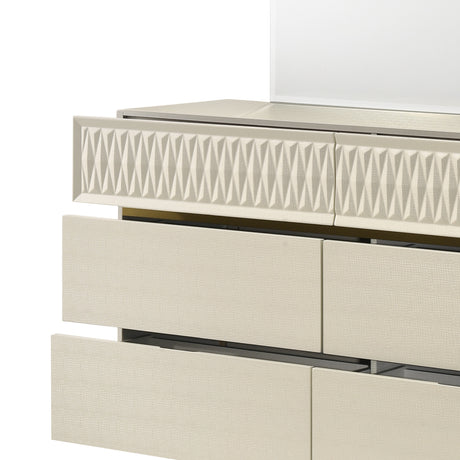 Stanley Modern Gray Crocodile Texture 6-Drawer Dresser | OROA