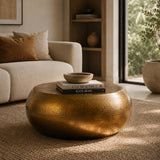 Gold Round Metallic Coffee Table | OROA