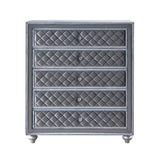 Gray Velvet Tufted 5-Drawer Chest | OROA
