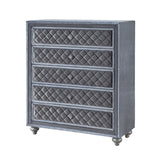 Gray Velvet Tufted 5-Drawer Chest | OROA