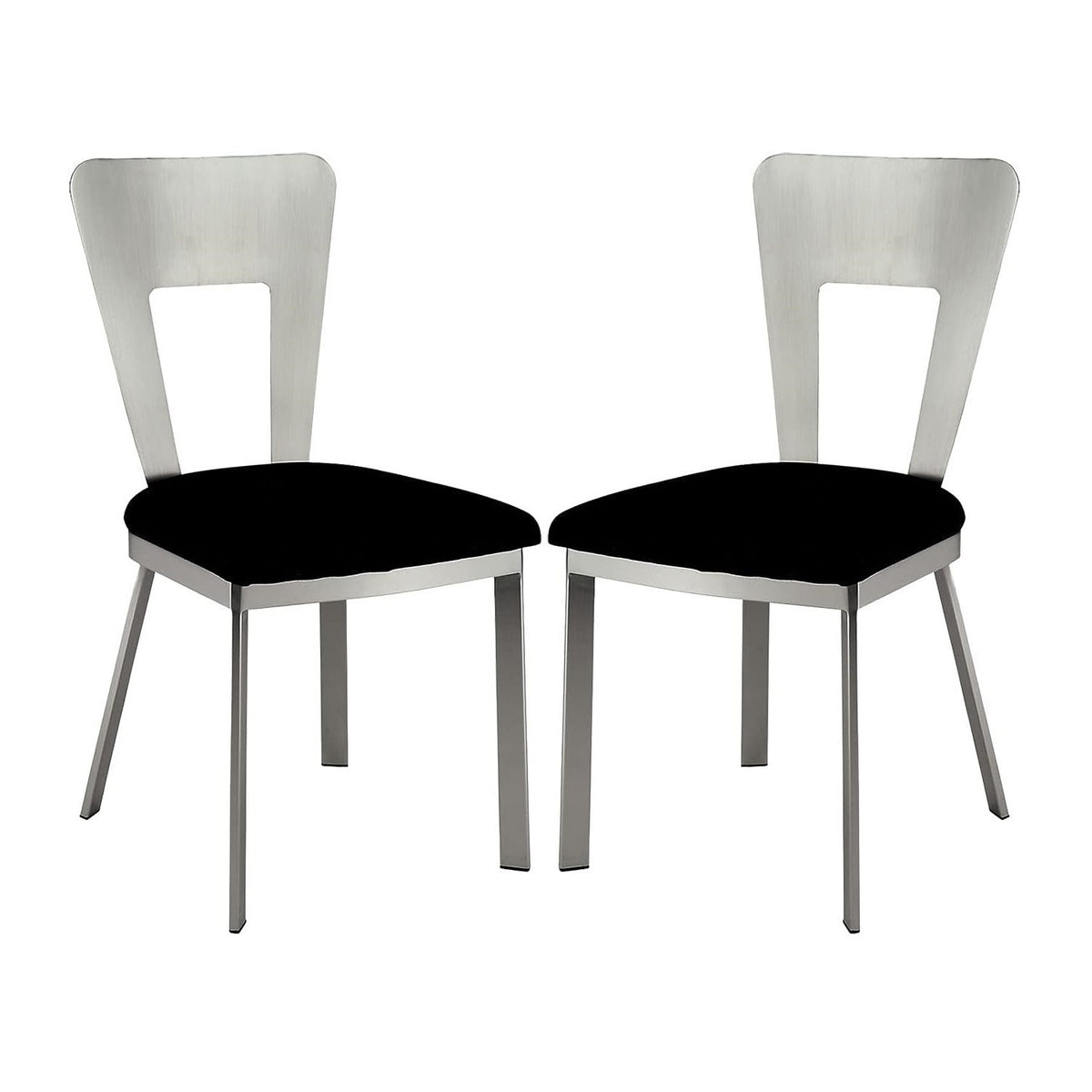 Modern European furniture - Contemporary Silver Metal Dining Chairs (2) - www.oroa.com