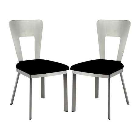 Modern European furniture - Contemporary Silver Metal Dining Chairs (2) - www.oroa.com