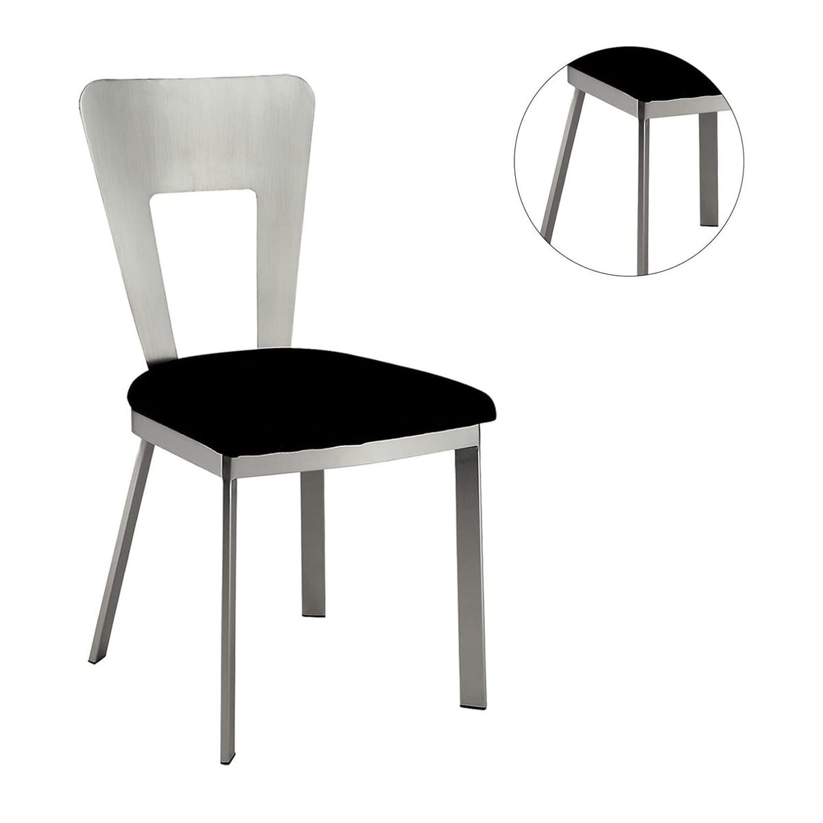 Modern European furniture - Contemporary Silver Metal Dining Chairs (2) - www.oroa.com
