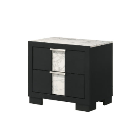 Modern European furniture - Black White Two Drawer Nightstand - www.oroa.com