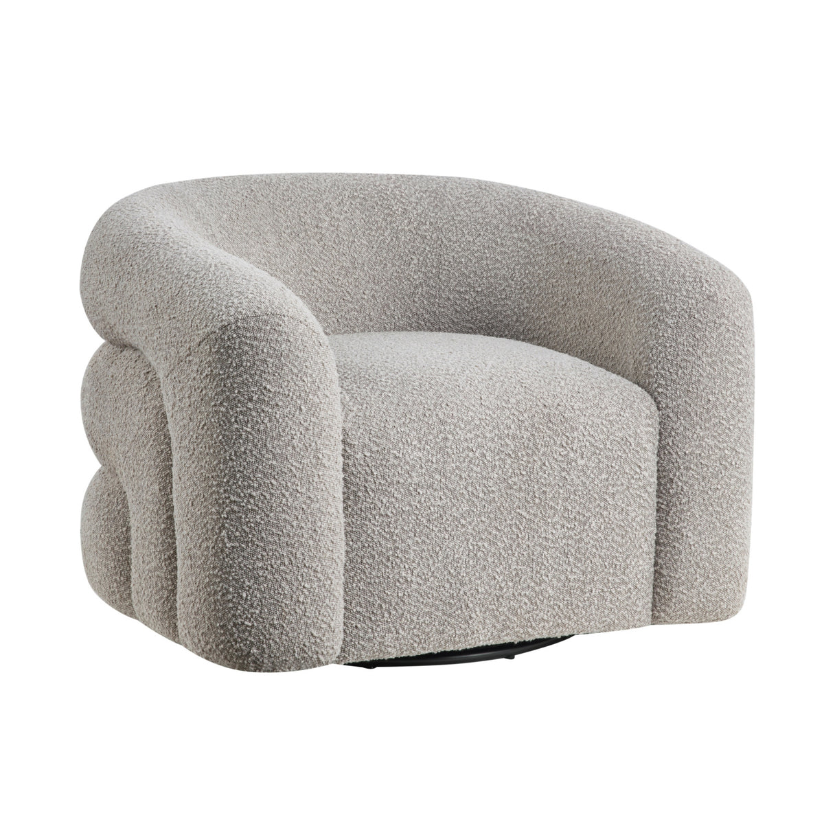 Modern Gray Boucle Upholstered Swivel Accent Chair | OROA