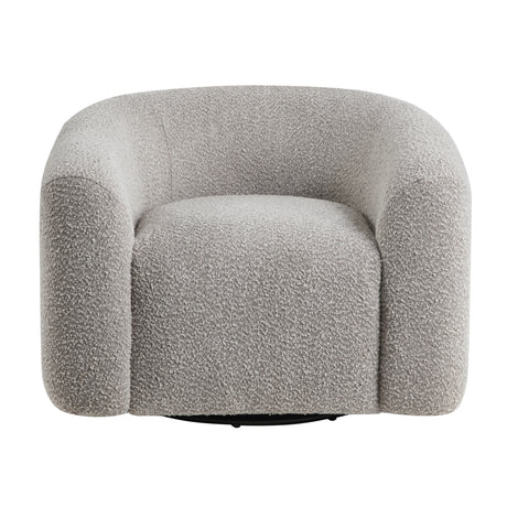 Modern Gray Boucle Upholstered Swivel Accent Chair | OROA