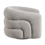 Modern Gray Boucle Upholstered Swivel Accent Chair | OROA