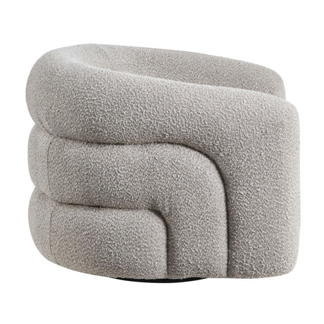 Modern Gray Boucle Upholstered Swivel Accent Chair | OROA