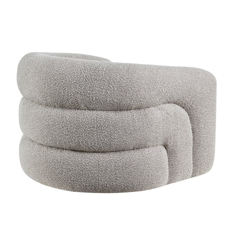 Modern Gray Boucle Upholstered Swivel Accent Chair | OROA