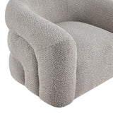 Modern Gray Boucle Upholstered Swivel Accent Chair | OROA