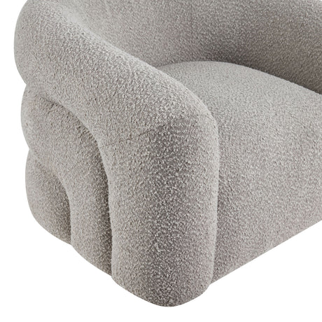 Modern Gray Boucle Upholstered Swivel Accent Chair | OROA