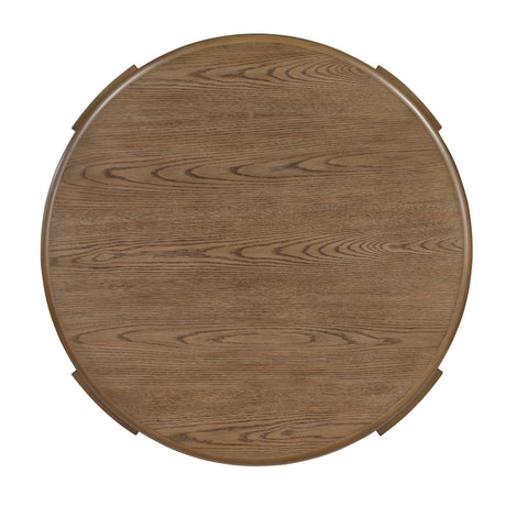 Brown Round Swivel Top Coffee Table with Storage Shelf | OROA