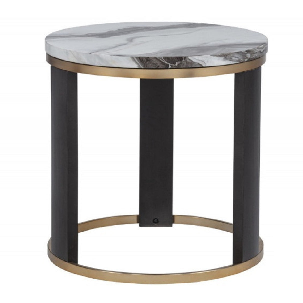 Round Ivory Faux Marble End Table | OROA