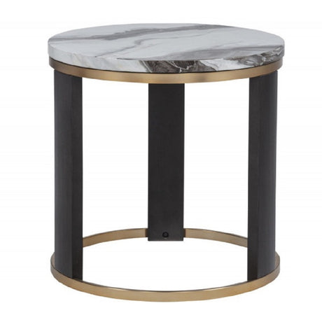 Round Ivory Faux Marble End Table - OROA - view 1