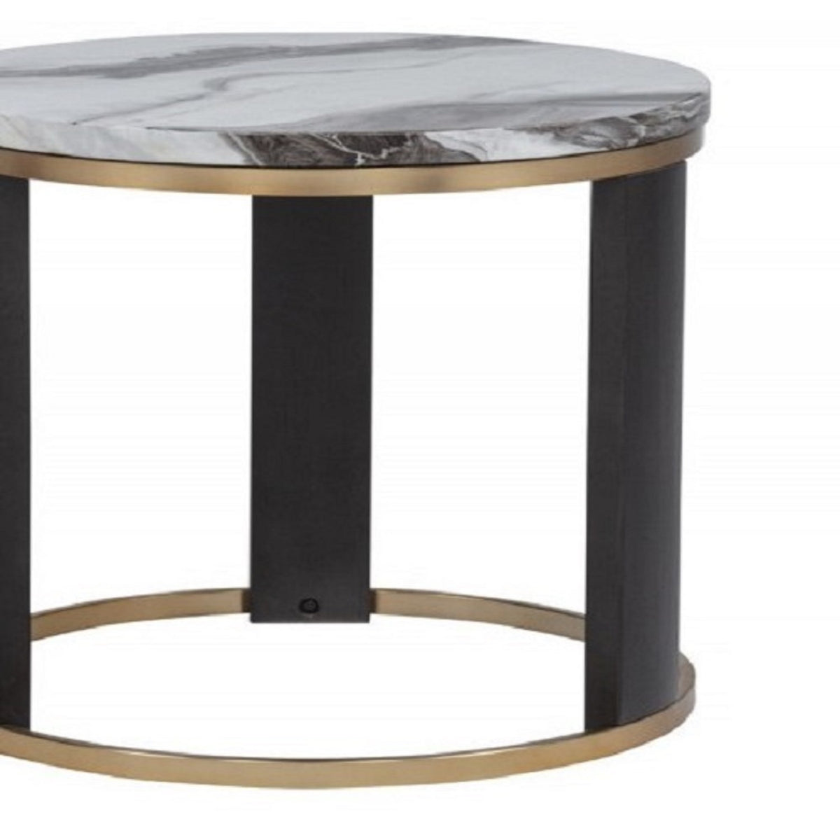 Round Ivory Faux Marble End Table | OROA
