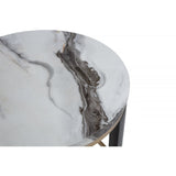 Faux Marble Nesting Coffee Table with Ottoman | OROA