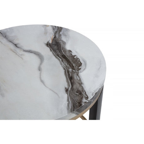 Faux Marble Nesting Coffee Table with Ottoman | OROA