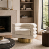 Modern Boucle Fabric Swivel Accent Chair | OROA