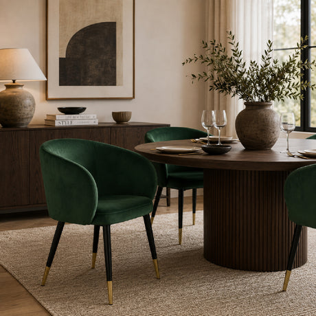 Green Velvet Dining Chair with Gold Trim | OROA