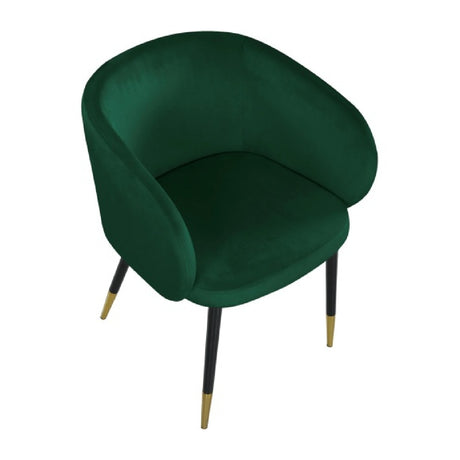 Green Velvet Dining Chair with Gold Trim | OROA