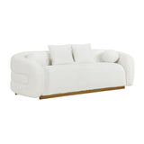 White Fabric Upholstered Sofa with Pillows | OROA