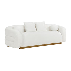 Modern European furniture - White Fabric Upholstered Sofa with Pillows - www.oroa.com