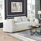White Fabric Upholstered Sofa with Pillows | OROA