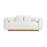 White Fabric Upholstered Sofa with Pillows | OROA