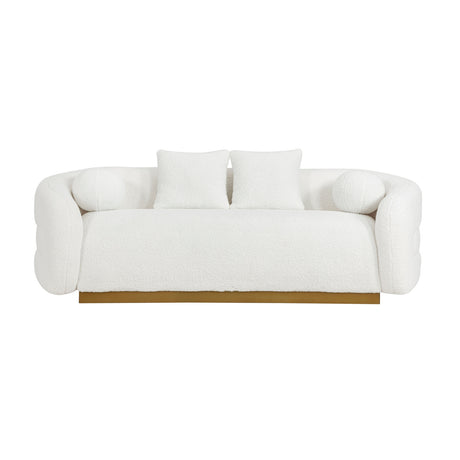 White Fabric Upholstered Sofa with Pillows | OROA
