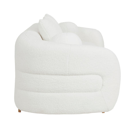 White Fabric Upholstered Sofa with Pillows | OROA
